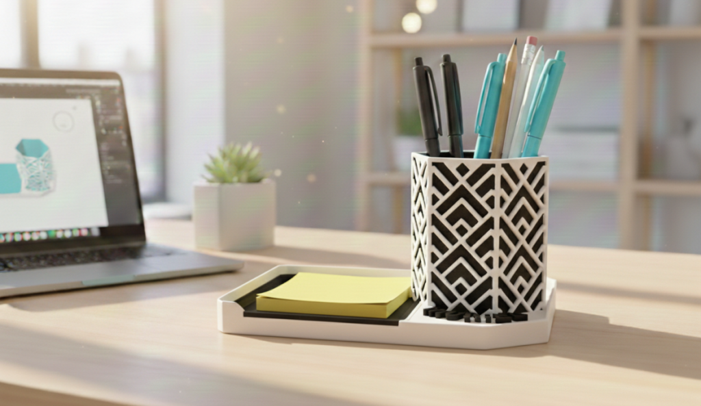 Impression 3D personnalisée porte stylo bureau Cetin3D